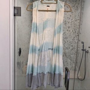 Free People Lightweight Summer Vest - Blue/White